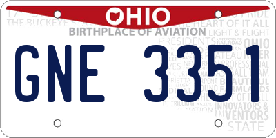 OH license plate GNE3351