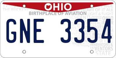 OH license plate GNE3354