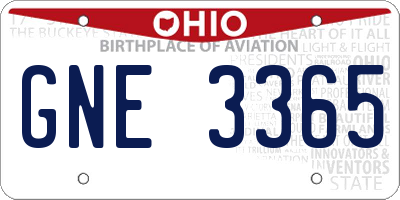 OH license plate GNE3365