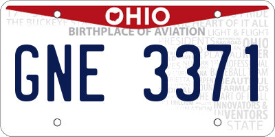 OH license plate GNE3371