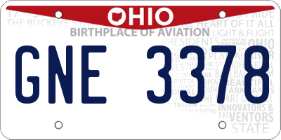 OH license plate GNE3378