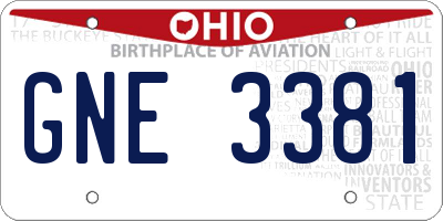 OH license plate GNE3381