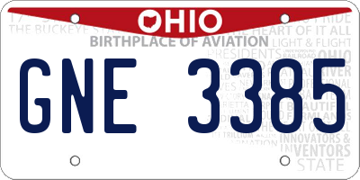 OH license plate GNE3385