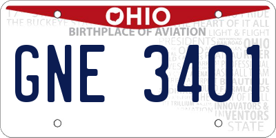 OH license plate GNE3401