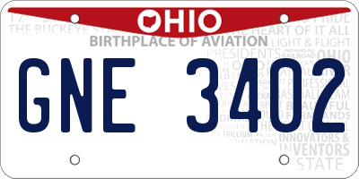 OH license plate GNE3402
