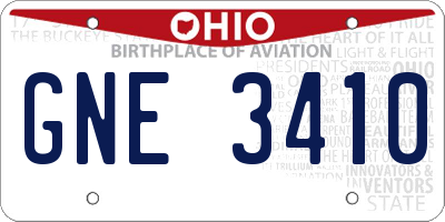 OH license plate GNE3410