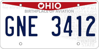 OH license plate GNE3412