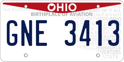 OH license plate GNE3413