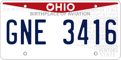 OH license plate GNE3416