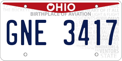 OH license plate GNE3417