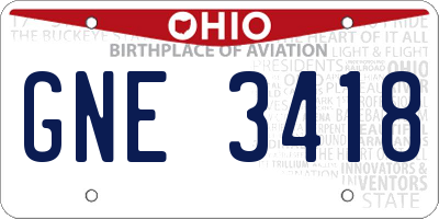 OH license plate GNE3418