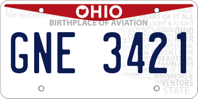 OH license plate GNE3421