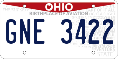 OH license plate GNE3422