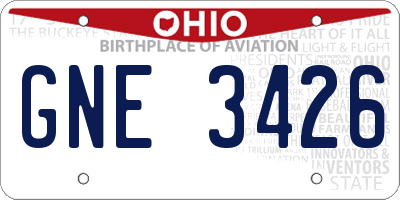 OH license plate GNE3426