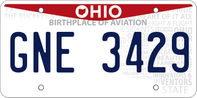 OH license plate GNE3429