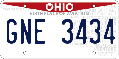 OH license plate GNE3434