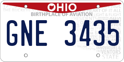OH license plate GNE3435