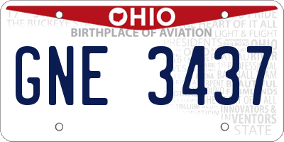 OH license plate GNE3437