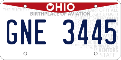 OH license plate GNE3445