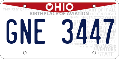 OH license plate GNE3447