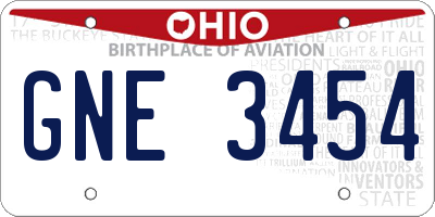 OH license plate GNE3454