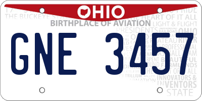 OH license plate GNE3457