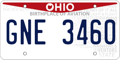 OH license plate GNE3460