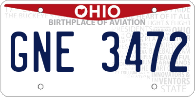 OH license plate GNE3472