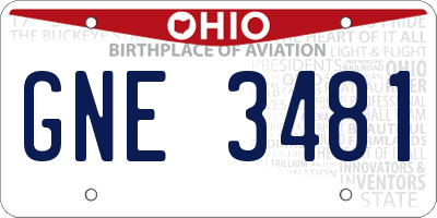 OH license plate GNE3481