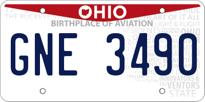 OH license plate GNE3490