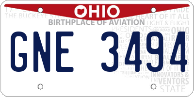 OH license plate GNE3494