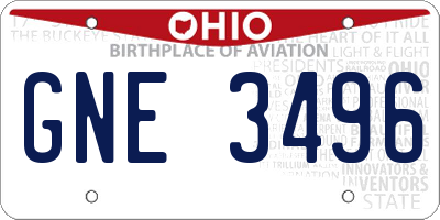 OH license plate GNE3496