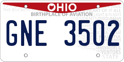 OH license plate GNE3502