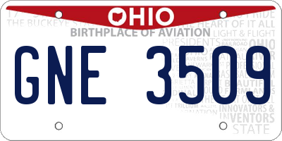 OH license plate GNE3509