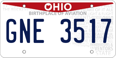 OH license plate GNE3517