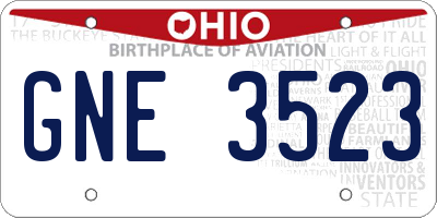 OH license plate GNE3523