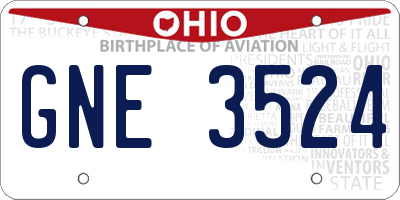 OH license plate GNE3524