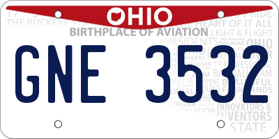 OH license plate GNE3532