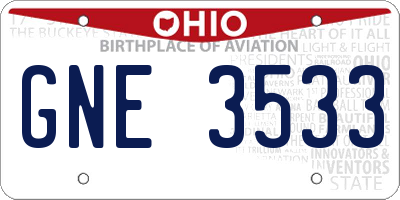OH license plate GNE3533
