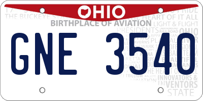 OH license plate GNE3540