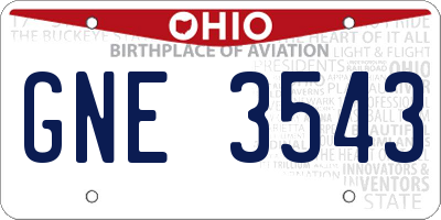 OH license plate GNE3543