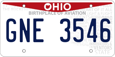 OH license plate GNE3546