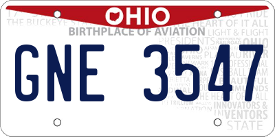 OH license plate GNE3547