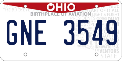 OH license plate GNE3549