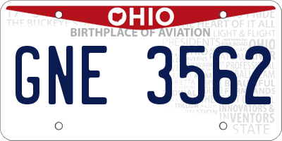 OH license plate GNE3562