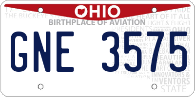 OH license plate GNE3575