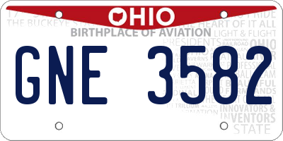 OH license plate GNE3582