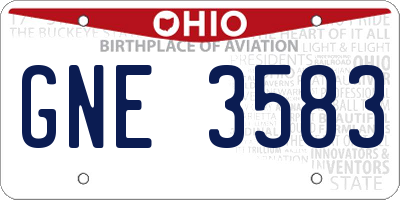 OH license plate GNE3583
