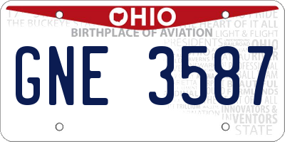 OH license plate GNE3587