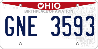 OH license plate GNE3593